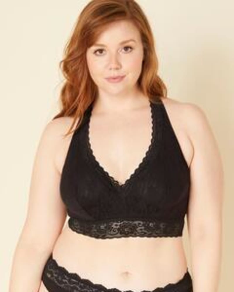 Front of a model wearing a size 1X Lace Racerback Bralette in Black by Cosabella. | dia_product_style_image_id:253614